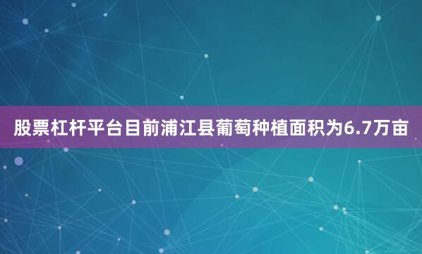 股票杠杆平台目前浦江县葡萄种植面积为6.7万亩